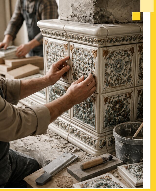 Изразцовые камины под ключ в Протвине: проект и монтаж