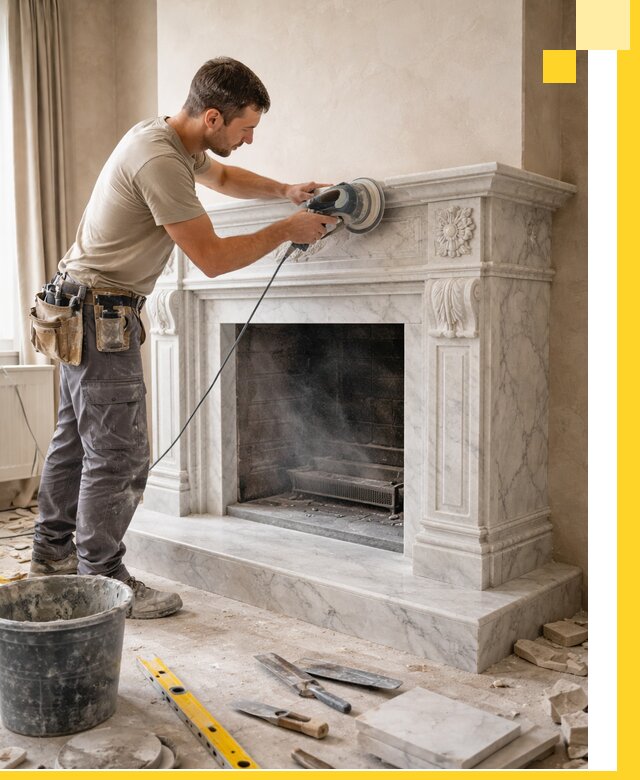 Изготовление и установка мраморных каминов в Протвине под ключ