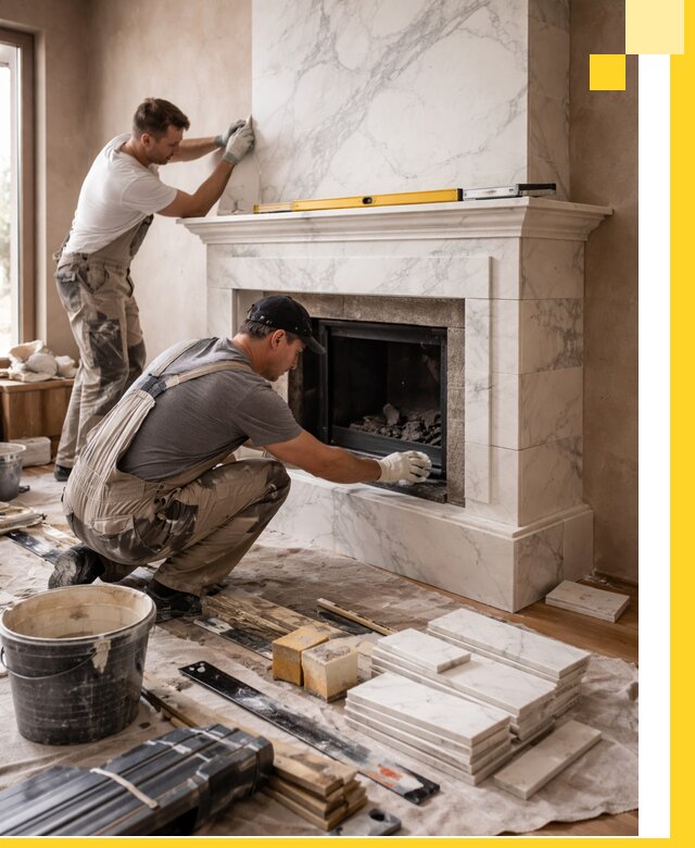 Отделка каминов в Протвине качественные облицовочные работы