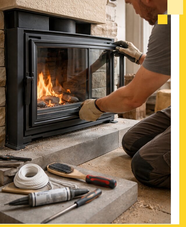 Производство, монтаж и доставка каминов со стеклом в Протвине