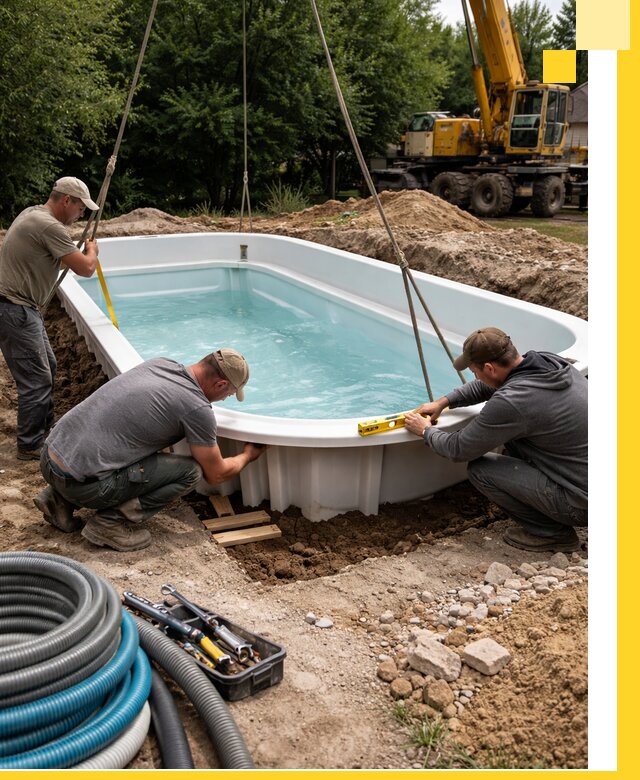 Установка и монтаж композитных бассейнов под ключ в Протвине