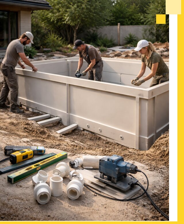 Установка полипропиленовых бассейнов под ключ в Протвине