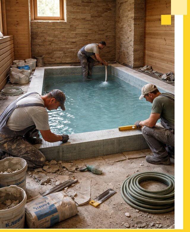 Проектирование и строительство бассейнов для бани в Протвине