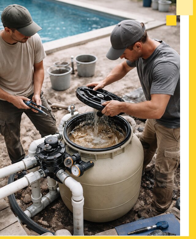 Установка и обслуживание песочных фильтров для бассейнов в Протвине