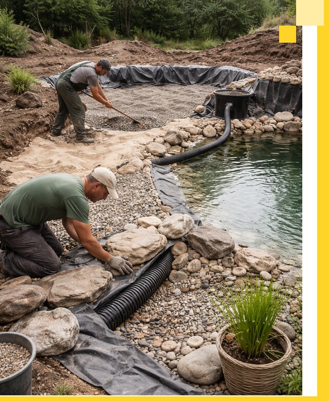 Строительство природных бассейнов и озер в Протвине под ключ
