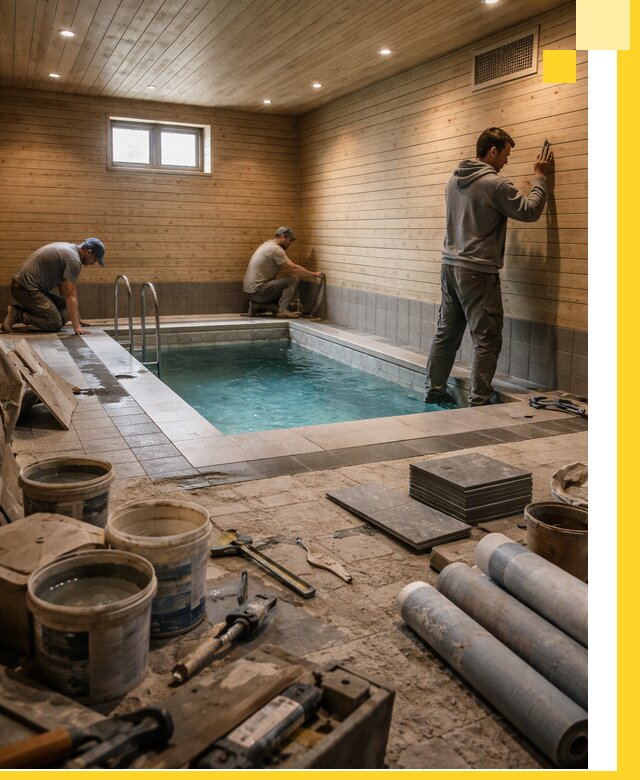 Строительство бани с бассейном и сауной под ключ в Протвине