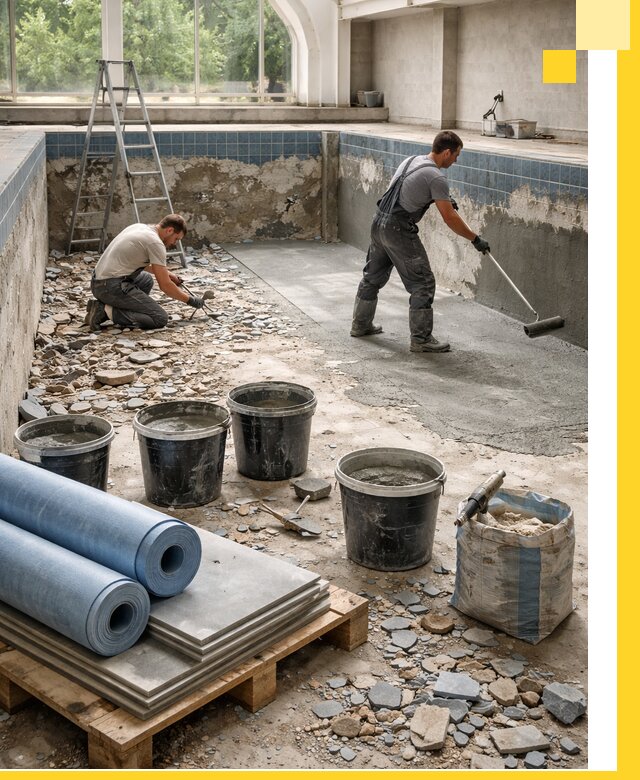 Реконструкция бассейнов в Протвине: ремонт, гидроизоляция