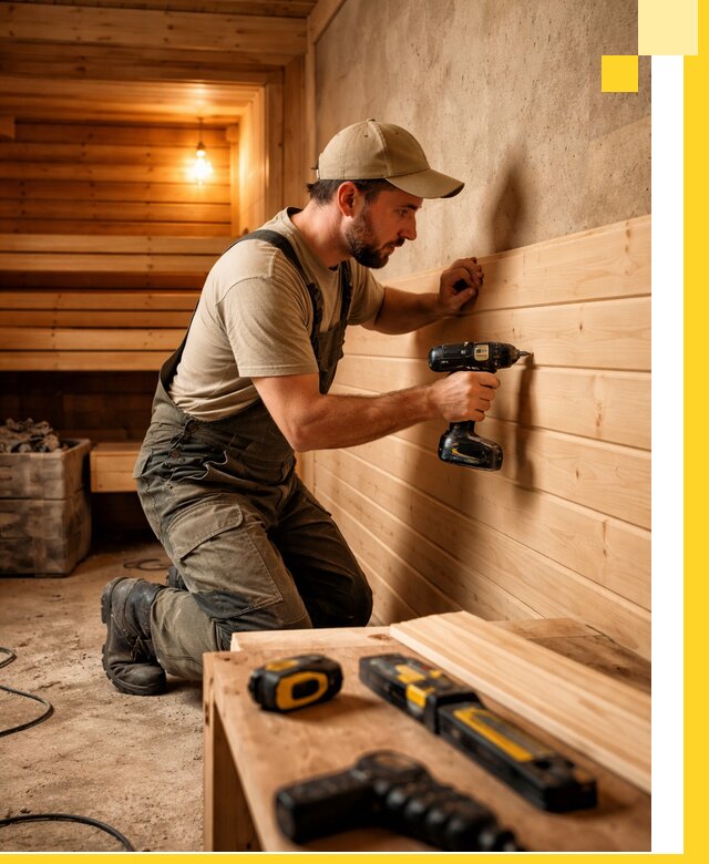 Профессиональная внутренняя отделка бани в Протвине под ключ