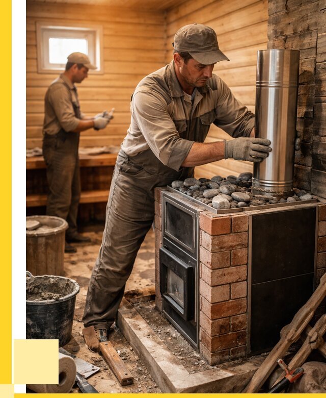 Монтаж печи в бане под ключ в Протвине от 20350 р. | ЭриданПрн