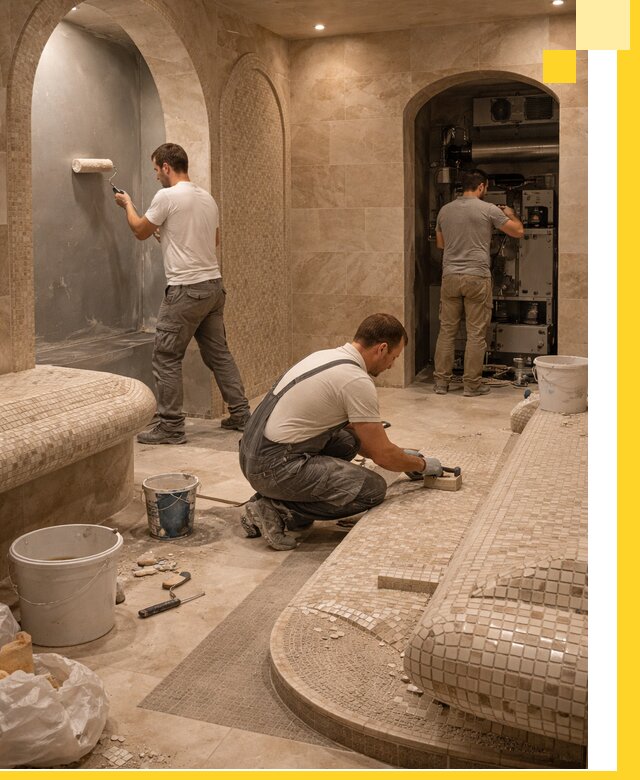 Строительство бани с хамамом и бассейном под ключ в Протвине