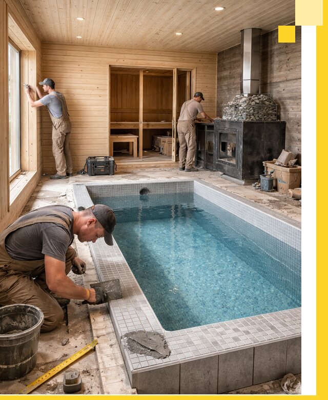 Проект бани с бассейном и сауной в Протвине под ключ